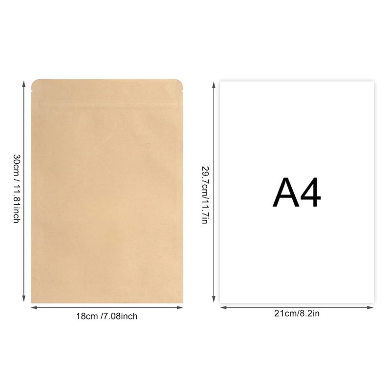 SumDirect Kraft Stand Up Pouches - 50 Pack 7x12 Inch Zipper Food Storage Reusable Bags with Foil Lined for Home or Business - Image 2